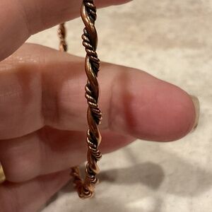Copper bangle bracelet vintage twisted rope